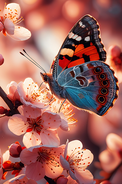 Fluttering Beauty Among Blossoms