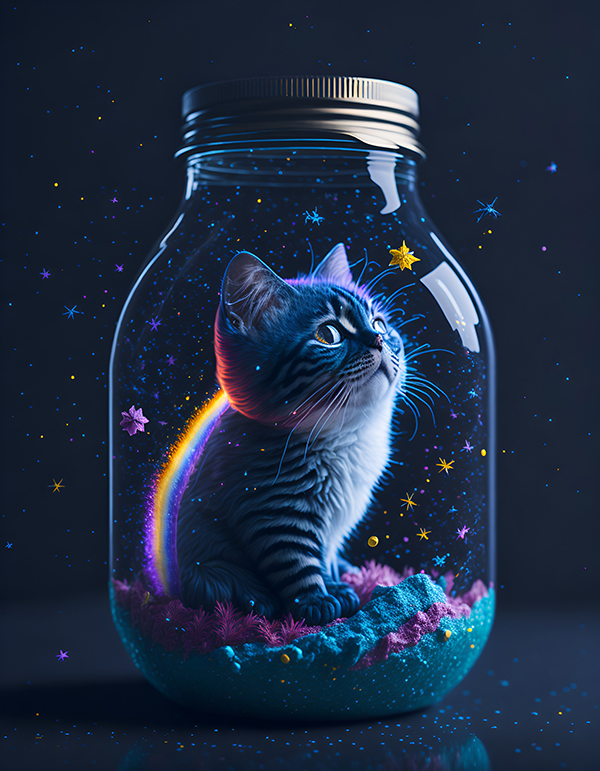 galaxy environment, Capturing A whimsical, a small kitty