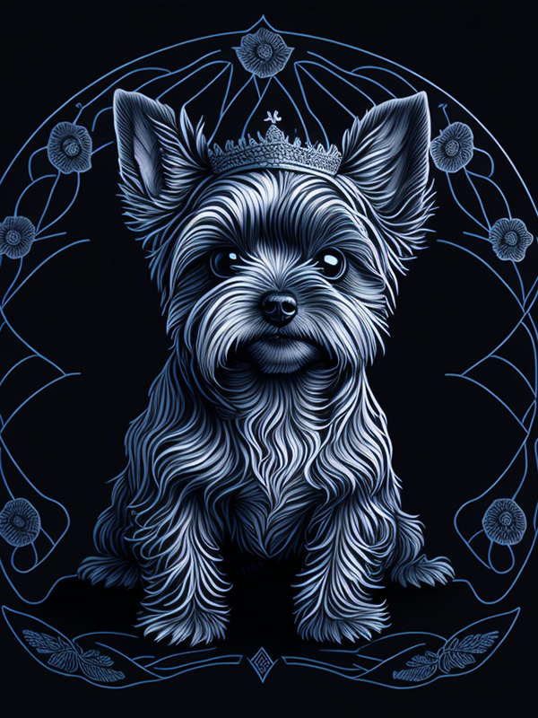 Beautiful Yorkshire Terrier, adult coloring page,ai 生成简笔画 小狗