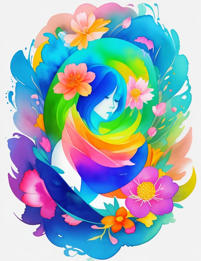 Mother’s embrace abstract, flower splash, t-shirt design, realistic bright colors, vector art,