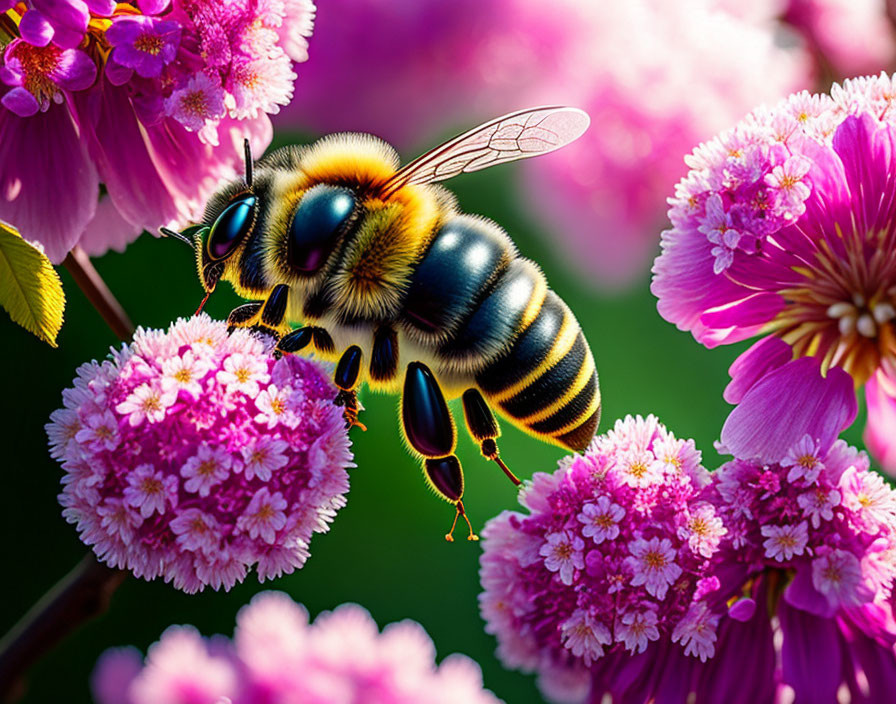 a bee visiting cherry blossoms